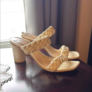 A New Day Braided Strap Cream Heeled Sandals Size 10